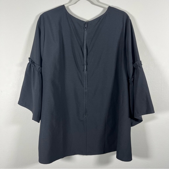 Lane Bryant RN 118641 Bell Sleeve Black Zip Up Blouse Women’s Plus Size 22/24 - Picture 2 of 11